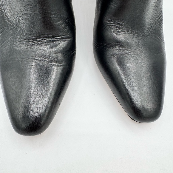 Donald J Pliner Lilt Black Leather Snakeskin Strip Tall Heeled Boots 7M - Picture 4 of 6